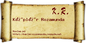 Káplár Rozamunda névjegykártya